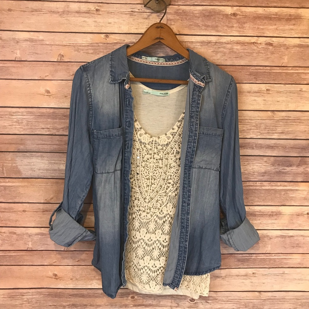 Maurice’s Denim Top with Crocheted Tank